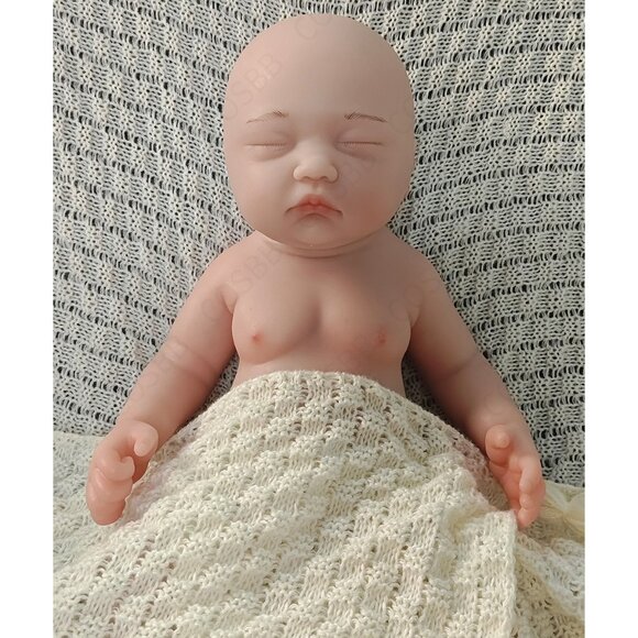 45cm Closed Eyes Sleeping Newborn Platinum Silicone 7.7lbs Reborn Baby Girl Doll - Picture 10 of 12